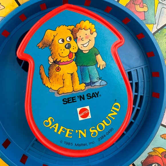 Vtg 1985 Red Plastic Kid Child Toy Safe Sound See Say Mattel Pull String Spin - Picture 8 of 10